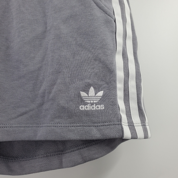 Adidas Gray Athletic Shorts Logo 3 Stripes Big Kids - Picture 3 of 6